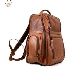 Bardzo duży i dobrze wyposażony skórzany plecak podróżny "Santacroce"