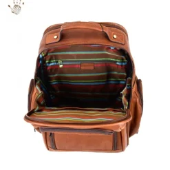 Bardzo duży i dobrze wyposażony skórzany plecak podróżny "Santacroce"