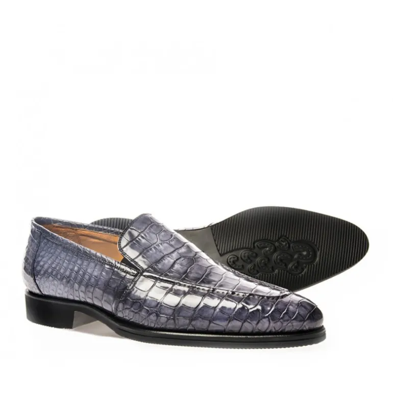 Buty męskie Mokasyny skóra Krokodyla Szary
