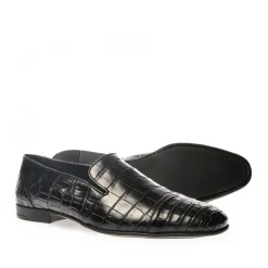Buty męskie Mokasyny skóra Krokodyla czarny