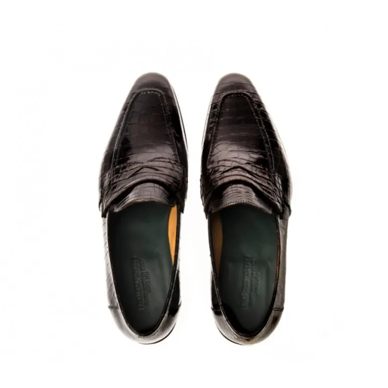 Buty męskie Mokasyny skóra Krokodyla Kawowy