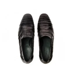 Buty męskie Mokasyny skóra Krokodyla czarny