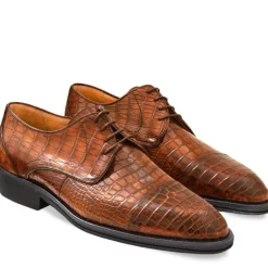 Buty męskie Skóra gładka z krokodyla Koniak