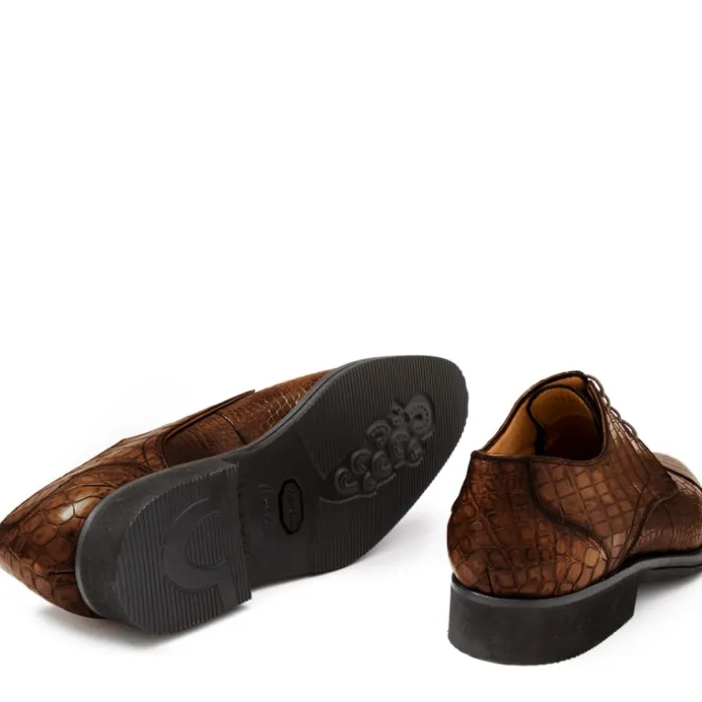 Buty męskie Skóra gładka z krokodyla brązowy