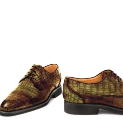 Buty męskie Skóra gładka z krokodyla oliwkowy