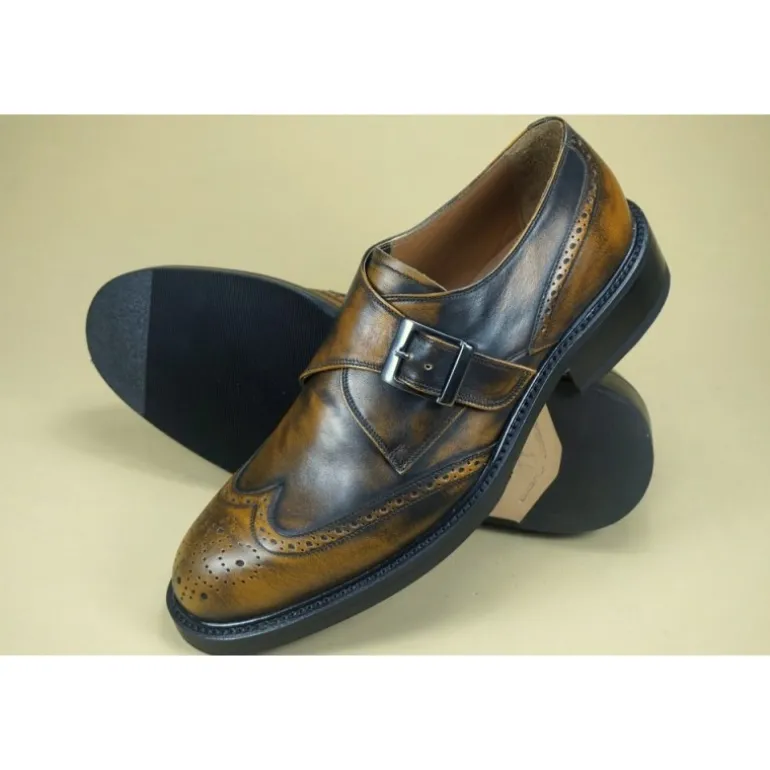 Buty męskie skórzane ze sprzączką "Antonio"