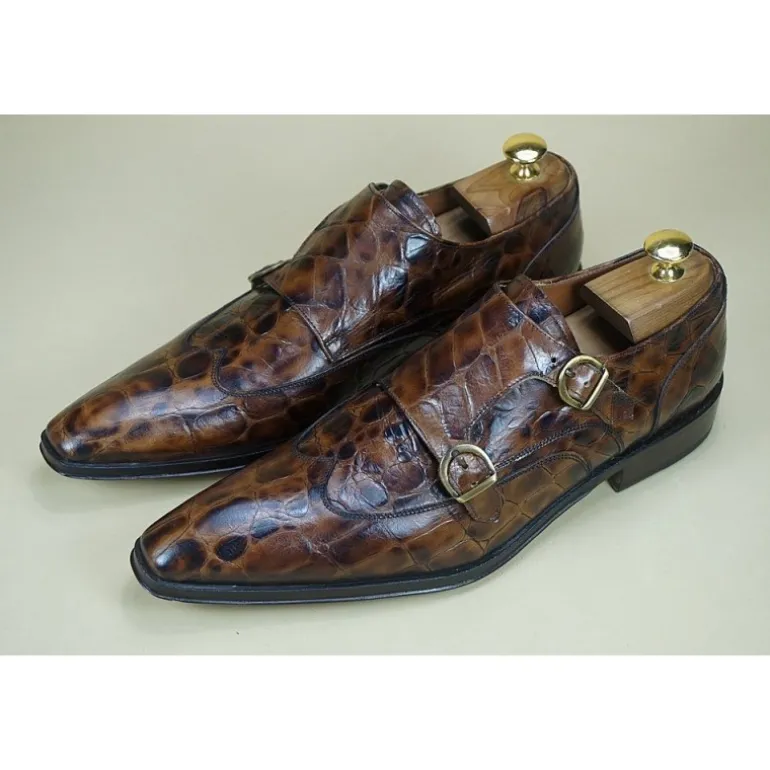 Buty męskie skórzane ze sprzączką "Walter"