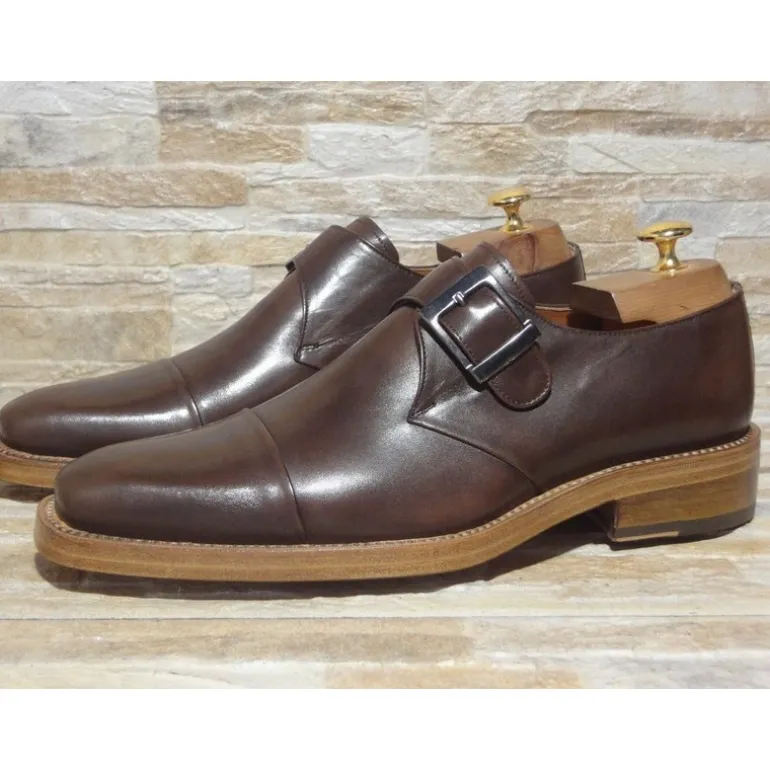 Buty męskie skórzane ze sprzączką "Carlo"