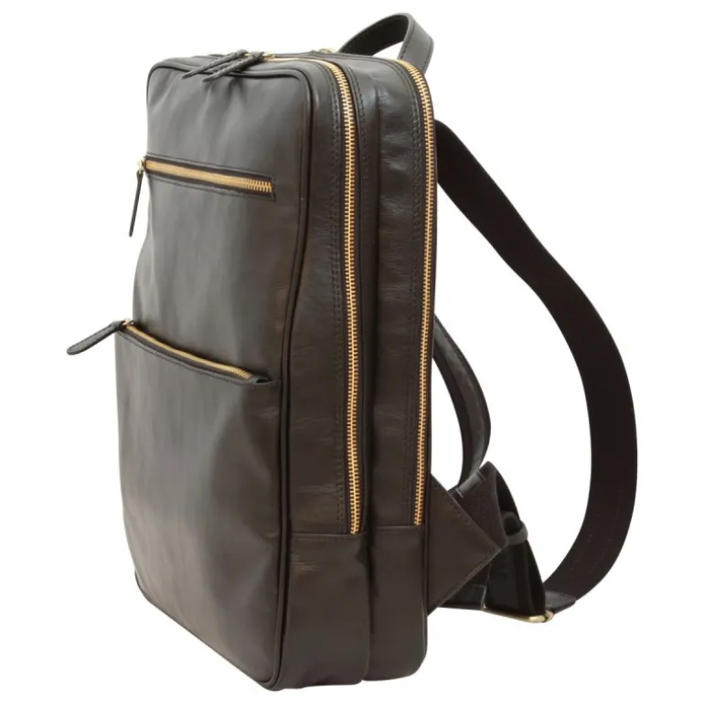 Casualowy plecak na laptopa z miękkiej skóry cielęcej "Baltico II" Czarny