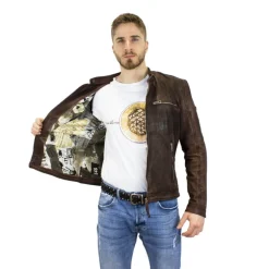 Elegancka kurtka skórzana męska "Deep"