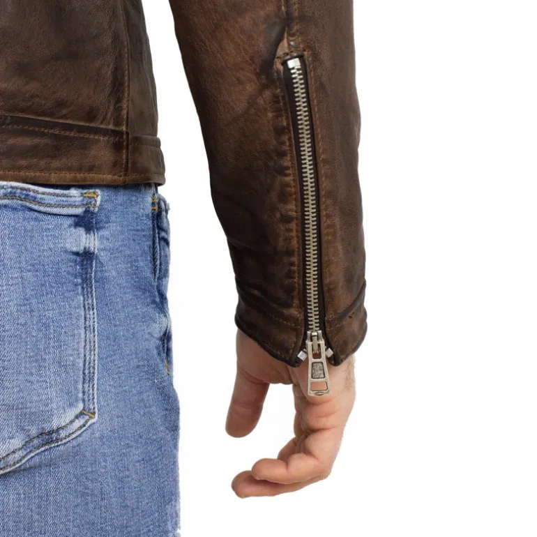 Elegancka kurtka skórzana męska "Deep" Brązowy