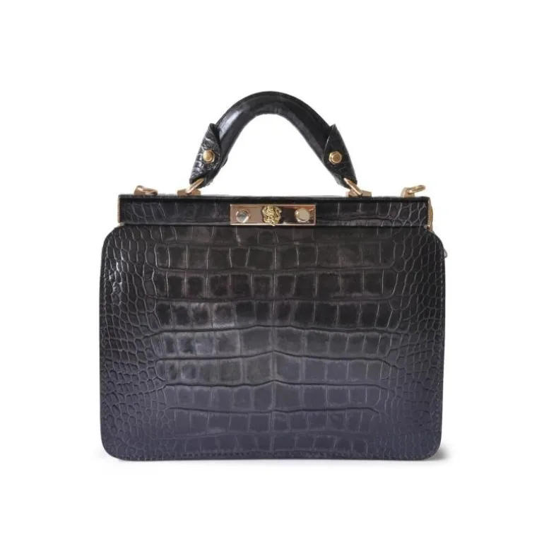Elegancka skórzana torebka damska z krokodylim wzorem. "Vittoria Colonna" K153