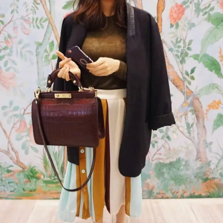 Elegancka skórzana torebka damska z krokodylim wzorem. "Vittoria Colonna" K153