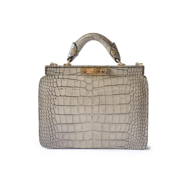 Elegancka skórzana torebka damska z krokodylim wzorem. "Vittoria Colonna" K153