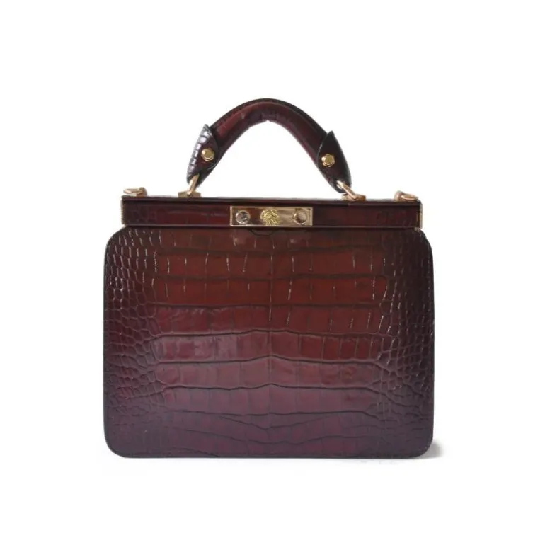 Elegancka skórzana torebka damska z krokodylim wzorem. "Vittoria Colonna" K153