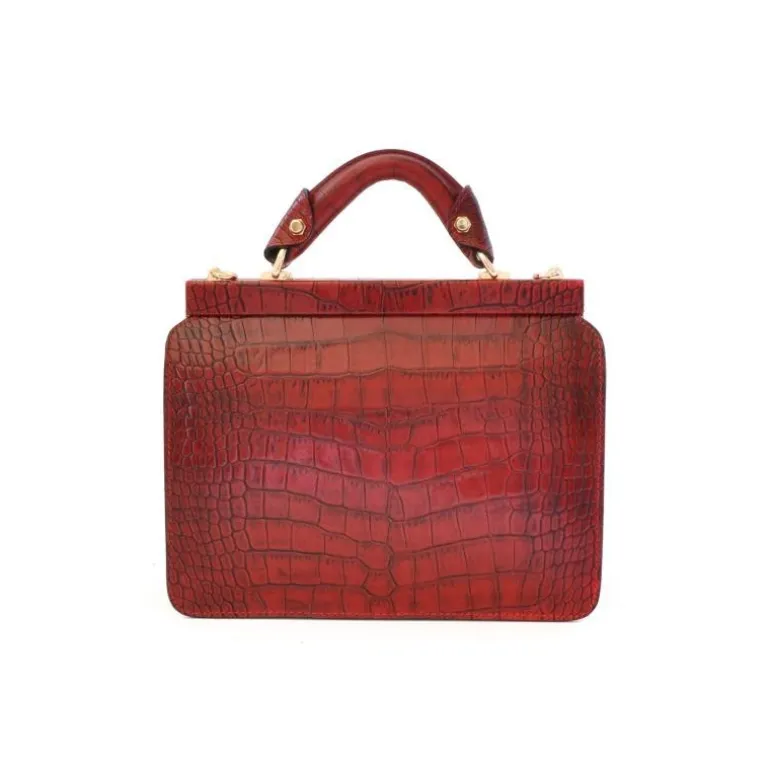 Elegancka skórzana torebka damska z krokodylim wzorem. "Vittoria Colonna" K153