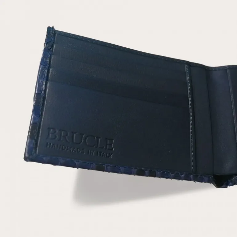Granatowy portfel z prawdziwej skóry pytona