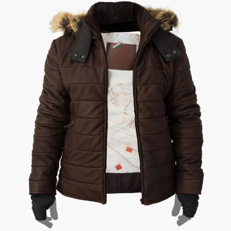 Kurtka puchowa męska ze skóry "Unico"