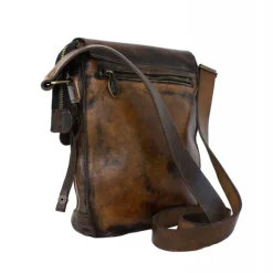 Listonoszka męska ze skóry garbowanej roślinnie i ręcznie gąbką. Brązowy