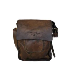 Listonoszka męska ze skóry garbowanej roślinnie i ręcznie gąbką. Brązowy