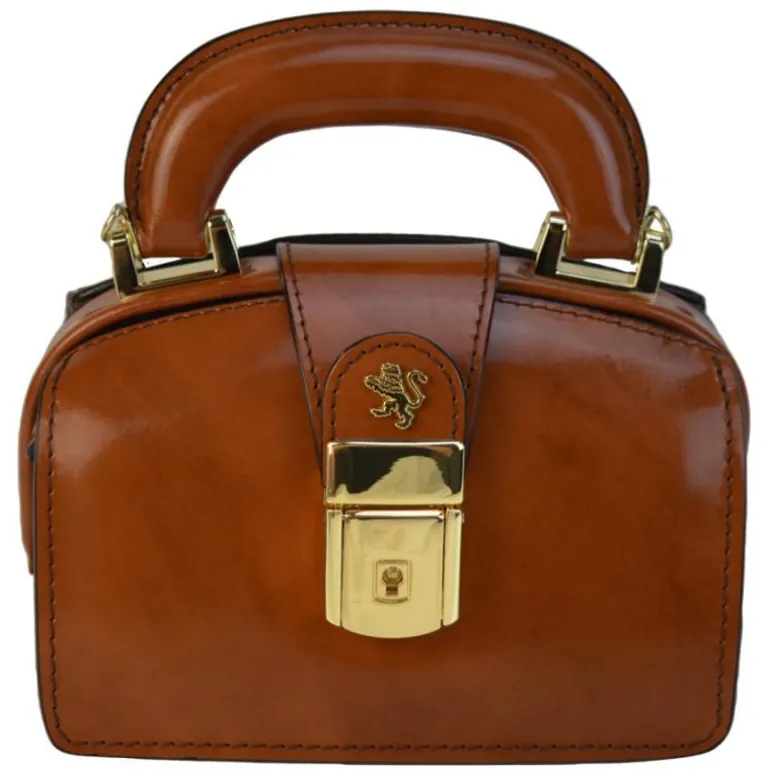 Mała elegancka skórzana listonoszka na rączce. "Lady Brunelleschi" R120/18