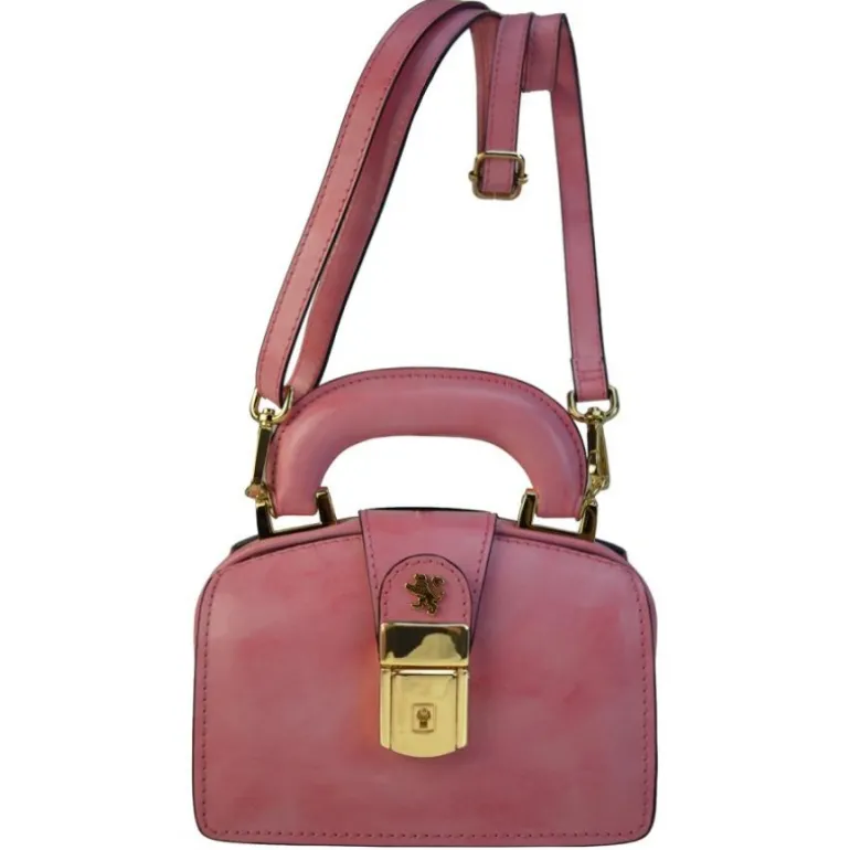 Mała elegancka skórzana listonoszka na rączce. "Lady Brunelleschi" R120/18