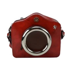 Mała listonoszka skórzana wykonana na wzór aparatu fotograficznego. R444P