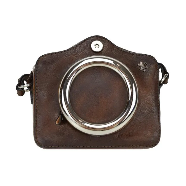 Mała listonoszka ze skóry wykonana na wzór aparatu fotograficznego. B444P