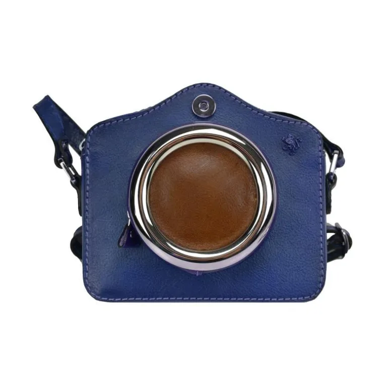 Mała listonoszka ze skóry wykonana na wzór aparatu fotograficznego. B444P