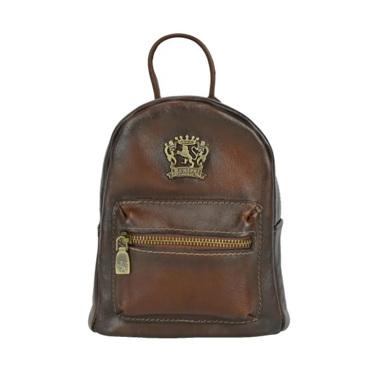 Mały damski plecak ze skóry z kieszonką z przodu. "Mia"