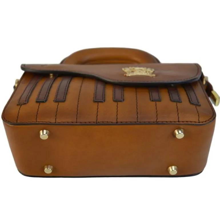 Modna skórzana listonoszka mała Damska "Fortepian"