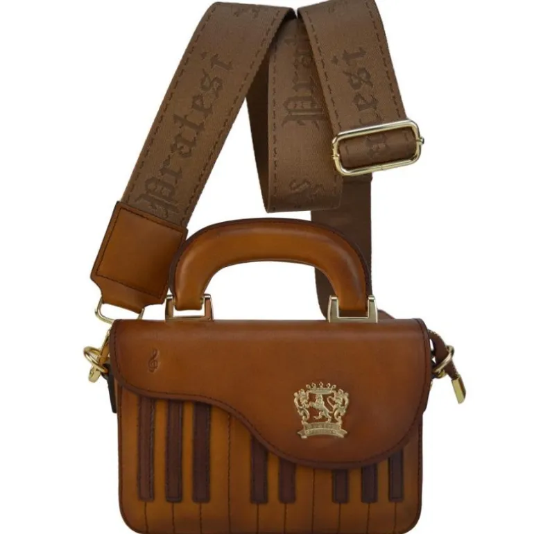 Modna skórzana listonoszka mała Damska "Fortepian"