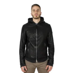 Męska skórzana kurtka z kapturem. "Damiano"
