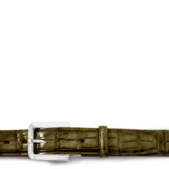 Męski pasek OLMI ze skóry krokodyla oliwkowy