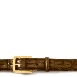 Męski pasek "EGO" ze skóry krokodyla Brązowy