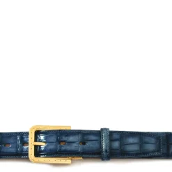 Męski pasek "EGO" ze skóry krokodyla Granatowy