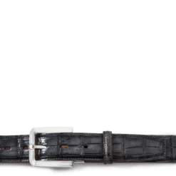 Męski pasek "OLMI" ze skóry krokodyla Szary ciemny