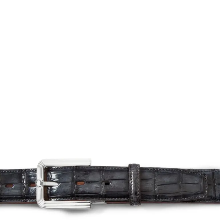 Męski pasek "OLMI" ze skóry krokodyla Szary ciemny