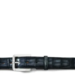 Męski pasek "OLMI" ze skóry krokodyla Granatowy