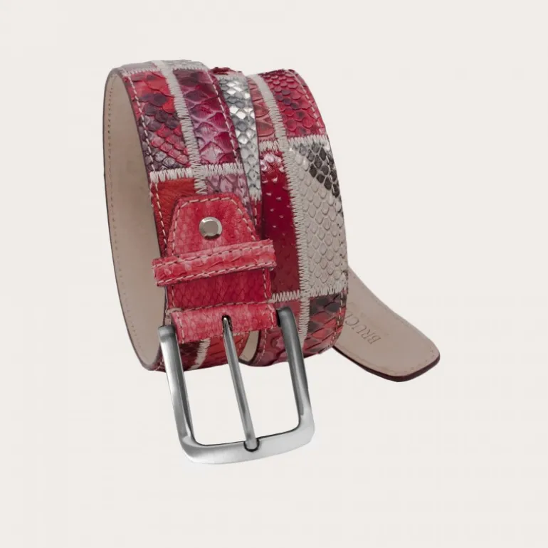 Pasek z prawdziwej skóry pytona i prawdziwej skóry. RO