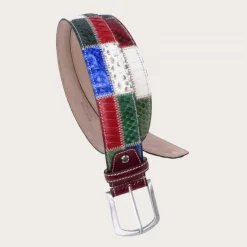 Pasek z prawdziwej skóry pytona i prawdziwej skóry. MULTI