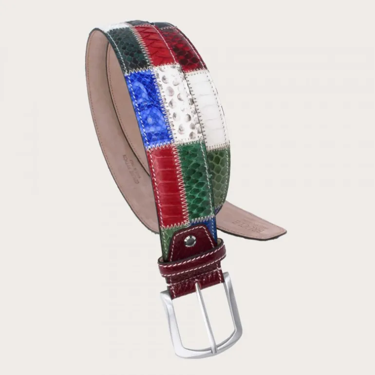 Pasek z prawdziwej skóry pytona i prawdziwej skóry. MULTI