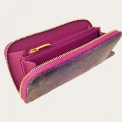 Portfel w kolorze fuksji, wykonany z prawdziwego pytona
