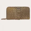 Portfel w złotym kolorze z prawdziwego metalicznego pytona