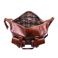 Skórzana torba weekendowa z kieszeniami