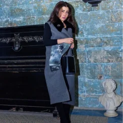 Skórzana torebka damska na rączce z łańcuszkiem "Secchiello" R335