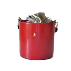 Skórzana torebka damska na rączce z łańcuszkiem "Secchiello" R335