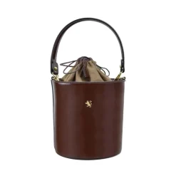 Skórzana torebka damska na rączce z łańcuszkiem "Secchiello" R335