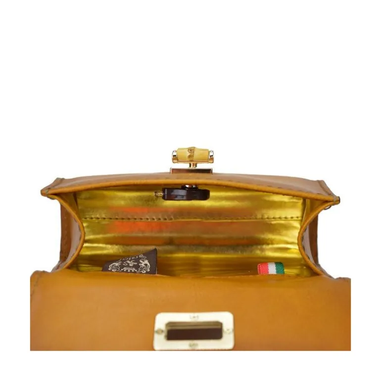 Skórzana torebka damska z bambusowym uchwytem "Castalia" B298/20