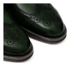 Skórzane buty ze sprzączką, czubek w kształcie jaskółczego ogona full brogue zielone ciemny